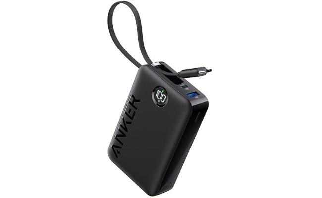 Anker Power Bank Battery Pack, 20,000mAh 22.5W High Speed Charging Portable Charger with Built-in USB C Cable, 1 USB-C, 1 USB-A, for iPhone 15/15 Plus/15 Pro/15 Pro Max, MacBook, Galaxy - Black